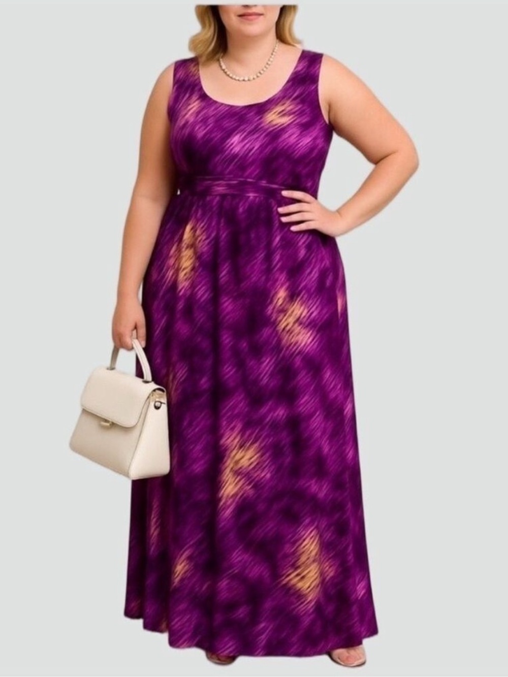 MR MAX Petite Plus Size 2XP Purple White Yellow Swirl Maxi Dress